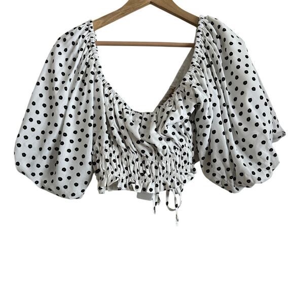 MINKPINK Tidal Top‎ NWT – Puff Sleeve Crop Polka Dot- Medium - Picture 5 of 9